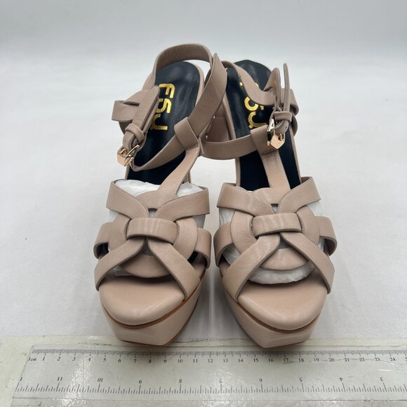 FSJ Neutral Platform High Heel Ankle Strap Sandals Open Toe Sexy Strappy Shoes - Picture 3 of 8